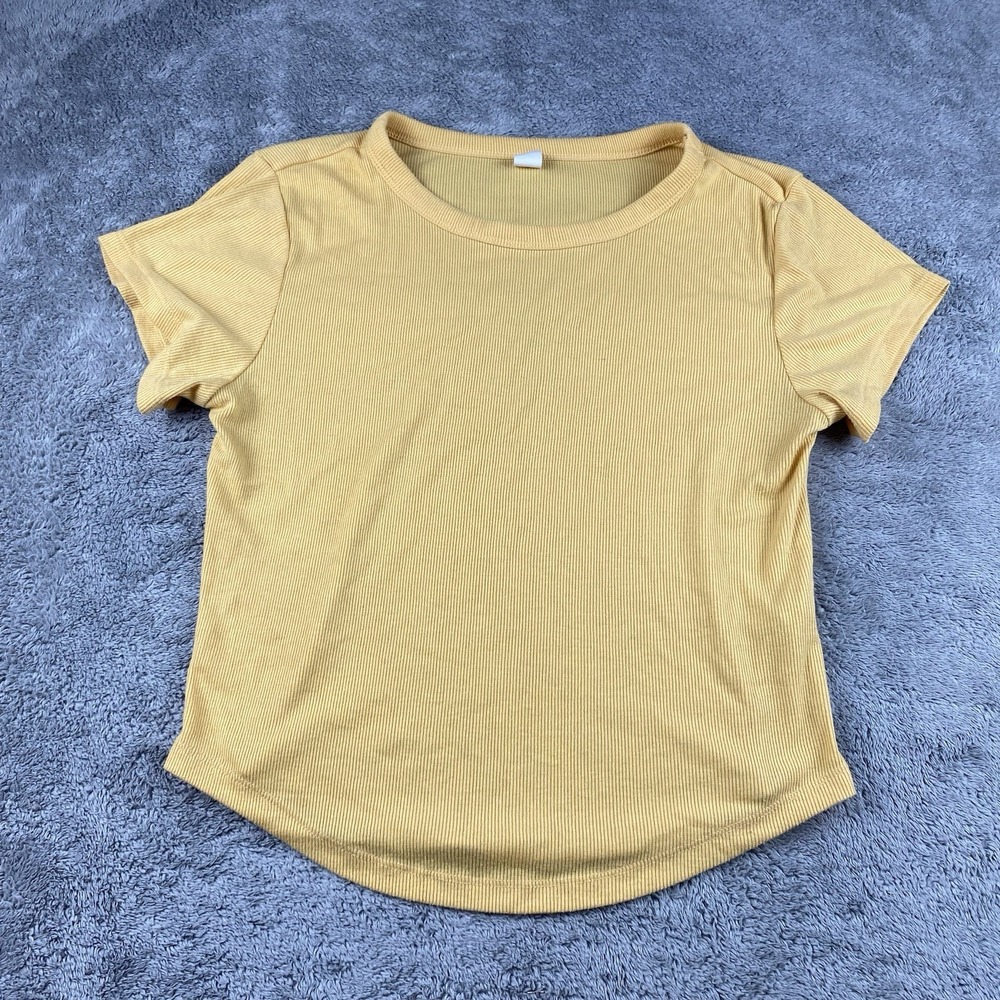 Old Navy Shirt Ultralite Go-Dry Ribbed‎ Short Sleeve Top Womens Medium Yellow